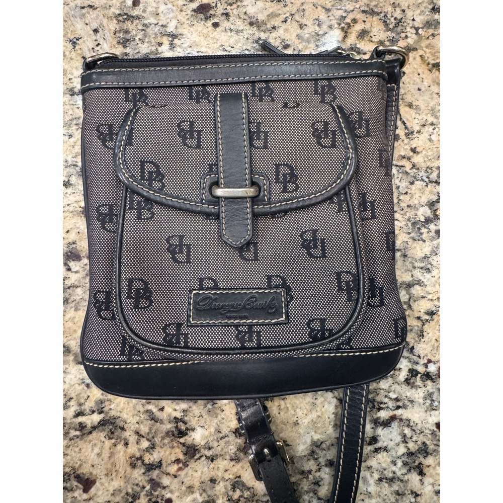 Dooney Bourke Messenger Crossbody Shoulder Bag Logo Canvas Leather